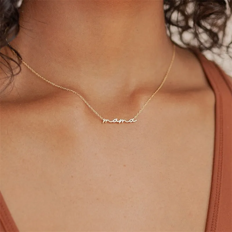 Jemný náhrdelník Mama - chirurgická oceľ - Farba: Náhrdelník Mama - rose gold