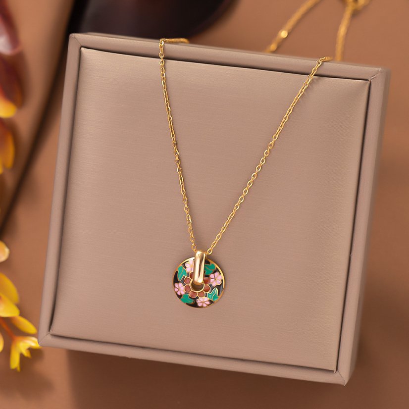 Náhrdelník Circle - titán - Farba: Daisy farebná