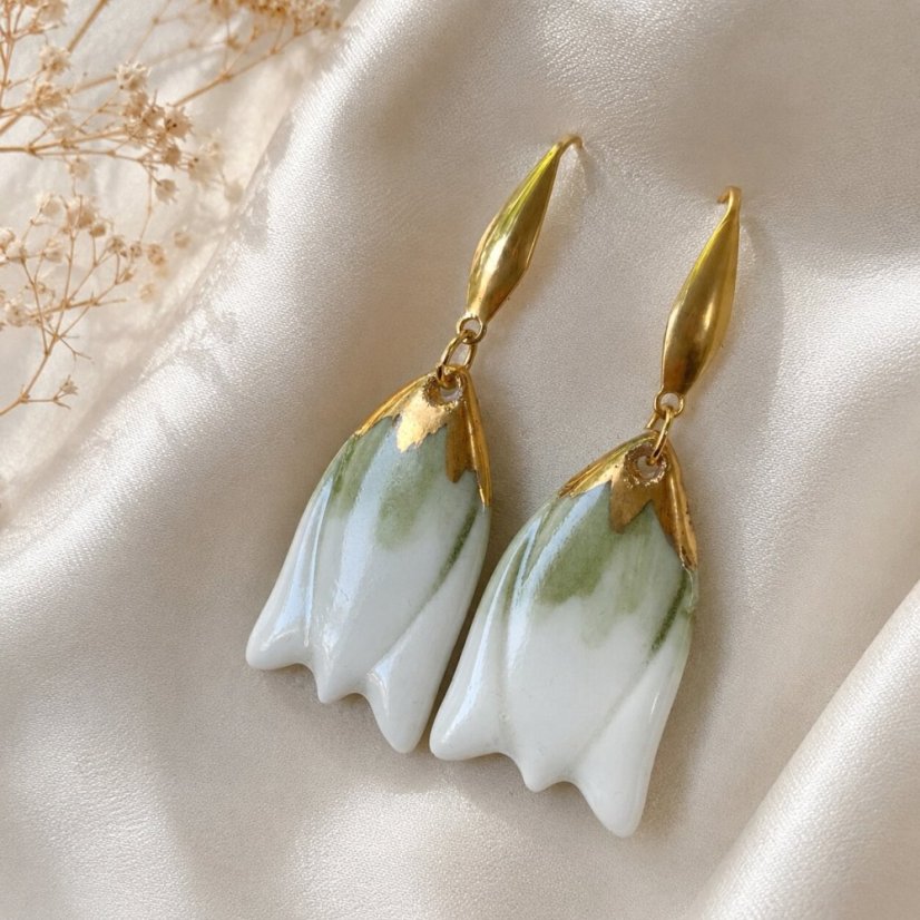 Snežienky, luxusné porcelánové náušnice
