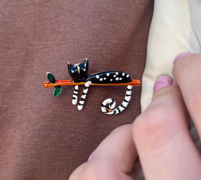 Brošňa Mačička - Farba: Mačička čierna