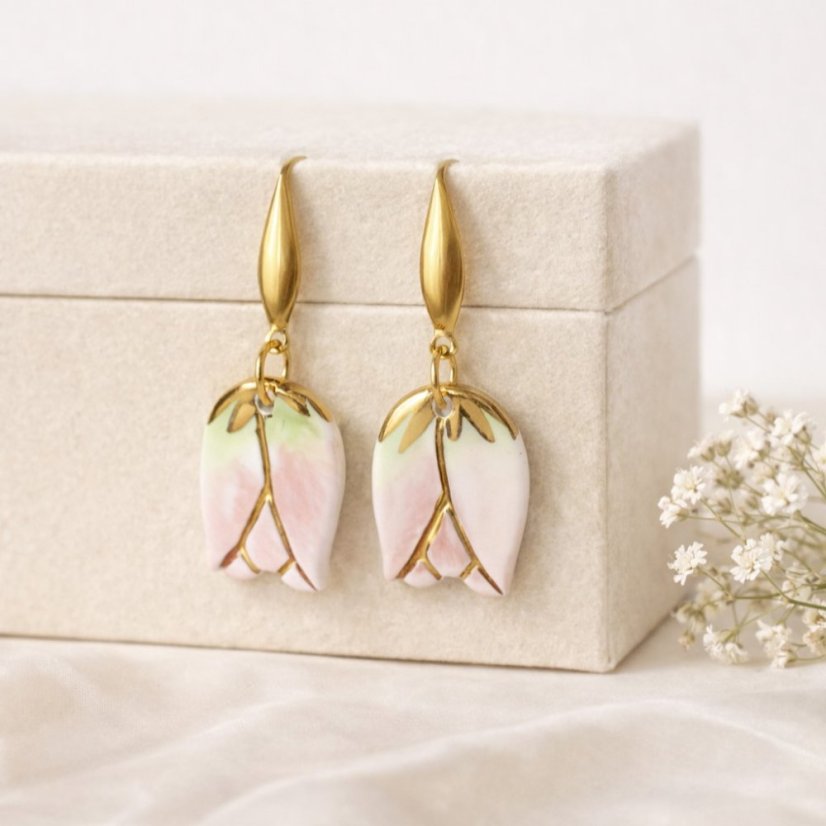 Tulipány, luxusné porcelánové náušnice