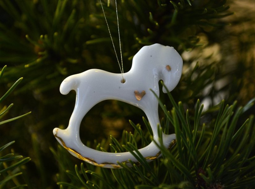 Porcelánové vianočné ozdoby - sada 6 ks zlatá