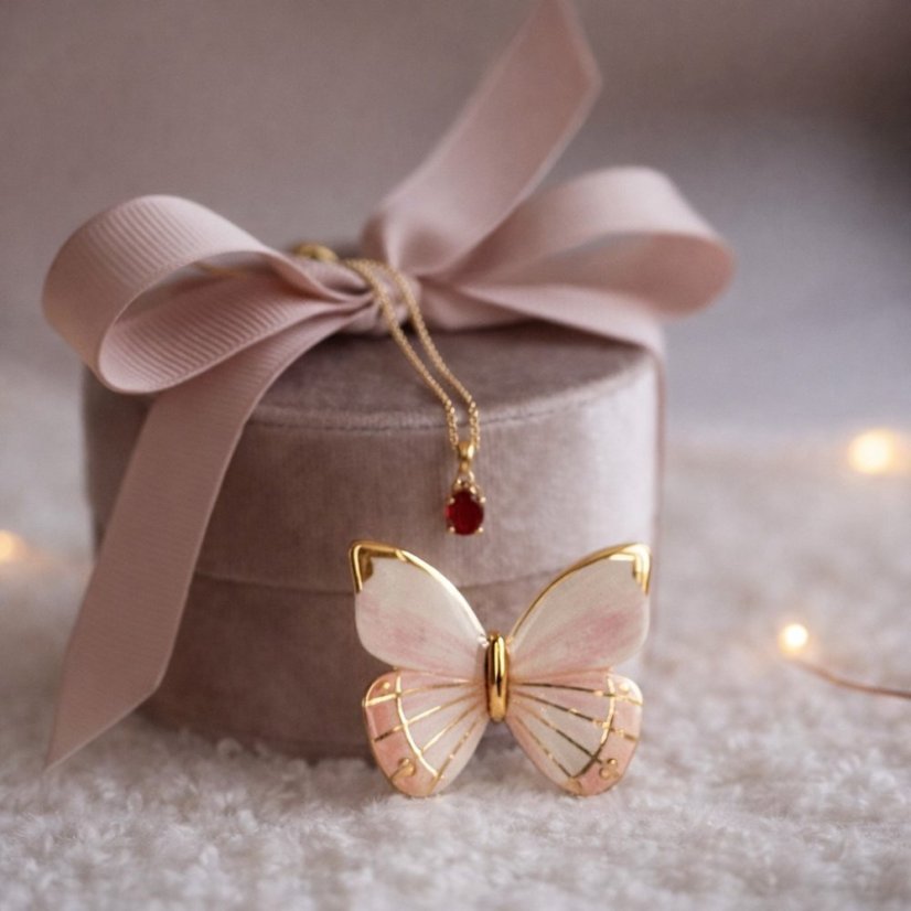 Motýľ - porcelánová brošňa