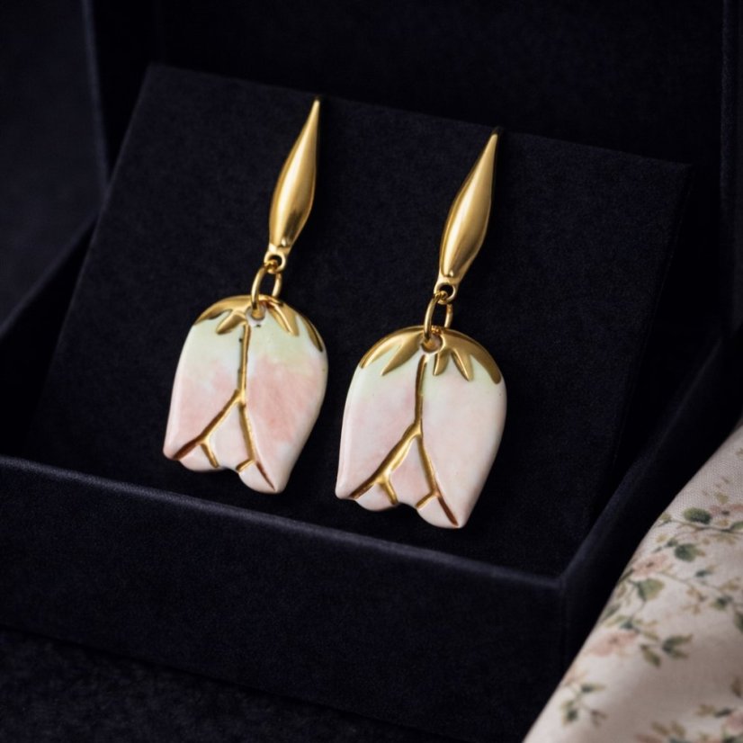 Tulipány, luxusné porcelánové náušnice