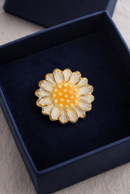 Margarétka - porcelánová brošňa