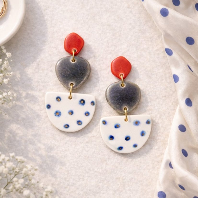 Dots - visiace porcelánové náušnice