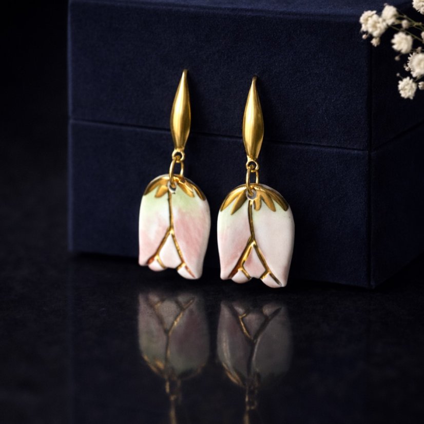 Tulipány, luxusné porcelánové náušnice