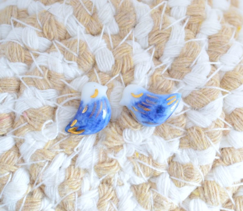 Vtáčiky - porcelánové puzetky - modré