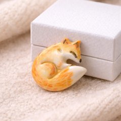 Lišiak maľovaný - porcelánová brošňa