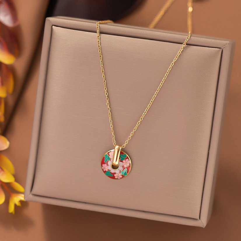 Náhrdelník Circle - titán - Farba: Daisy farebná