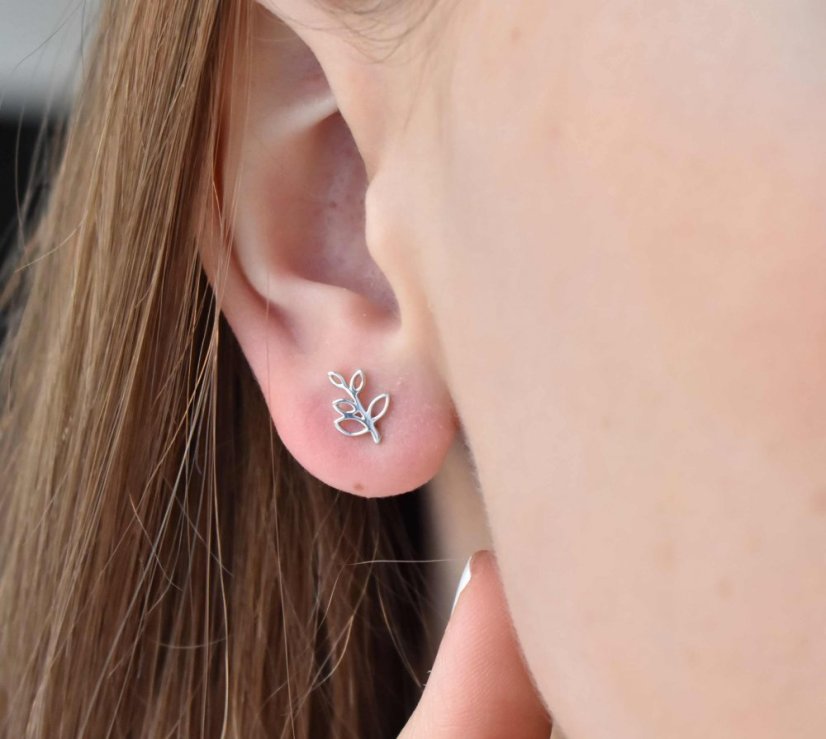 Nature - dámske strieborné puzetkové náušnice