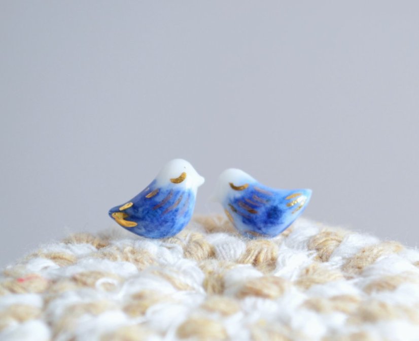 Vtáčiky - porcelánové puzetky - modré