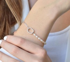 Pearl - strieborný 925 náramok s riečnymi perlami