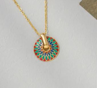 Náhrdelník Circle - titán - Farba: Daisy farebná