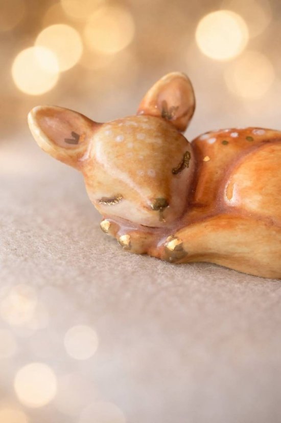 Srnka  - 3D porcelánová brošňa