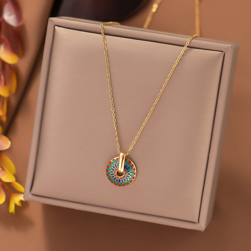 Náhrdelník Circle - titán - Farba: Daisy farebná