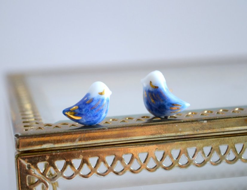 Vtáčiky - porcelánové puzetky - modré