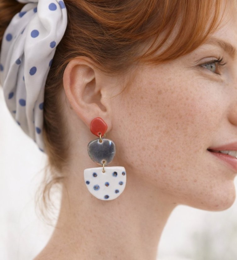 Dots - visiace porcelánové náušnice