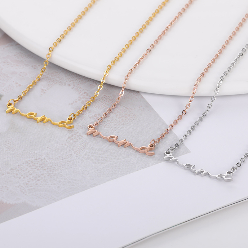 Jemný náhrdelník Mama - chirurgická oceľ - Farba: Náhrdelník Mama - rose gold