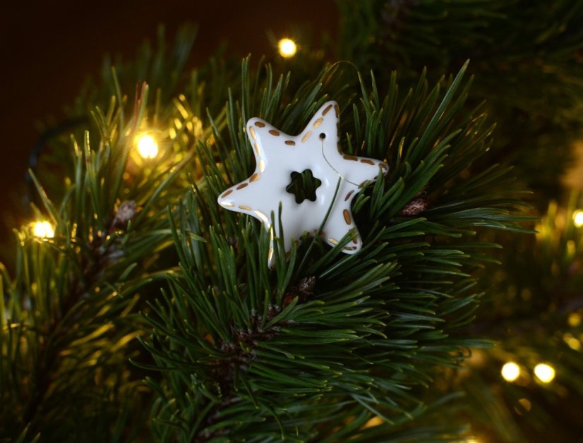 Porcelánové vianočné ozdoby - sada 6 ks zlatá