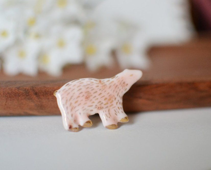 Medveď - brošňa ružová