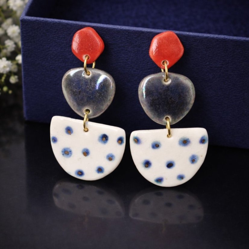 Dots - visiace porcelánové náušnice