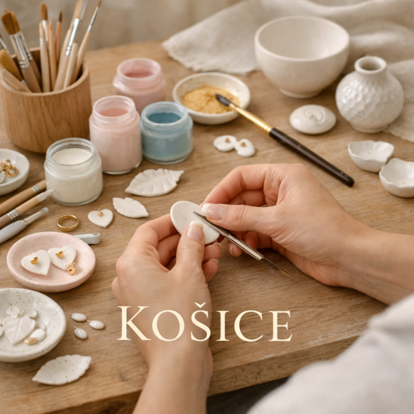 Workshop porcelánových šperkov v Košiciach 18.4.2026 | Vyrob si vlastný šperk - Vyrobím si na workshope: 1x brošňa motýľ + 1x náušnice motýlie krídla